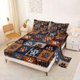 thumbnail image 2 of Homewish Dog Paw Print Bed Sheets,Patchwork Plaid Full Size Sheets,Brown Blue,4-Piece,1 Flat Sheet, 1 Fitted Sheet and 2 Pillowcases, 2 of 6