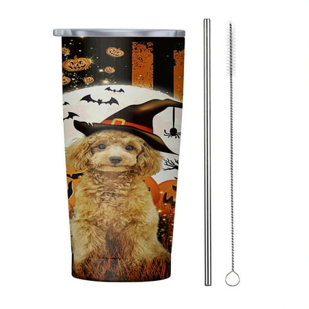 

Poodle Happy Halloween 20oz Tumbler Insulated Stainless Steel Water Bottle Portable Travel Coffee Tea Mug Cup
