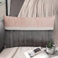 thumbnail image 3 of Funda de almohada lumbar rosa claro de 30 x 50 cm (12 x 20 pulgadas), almohada rectangular de seda con diseño patchwork y bloques de color, diseño moderno a rayas - Seda rosa claro afelpada, 3 of 3