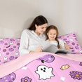 thumbnail image 4 of Feelyou Cartoon Ghost Flower Twin Comforter Sets, Cute Pink Pumpkin Bedding Set, Pink Reversible, 2pcs, 1 Comforter and 1 Pillowcase, 4 of 7