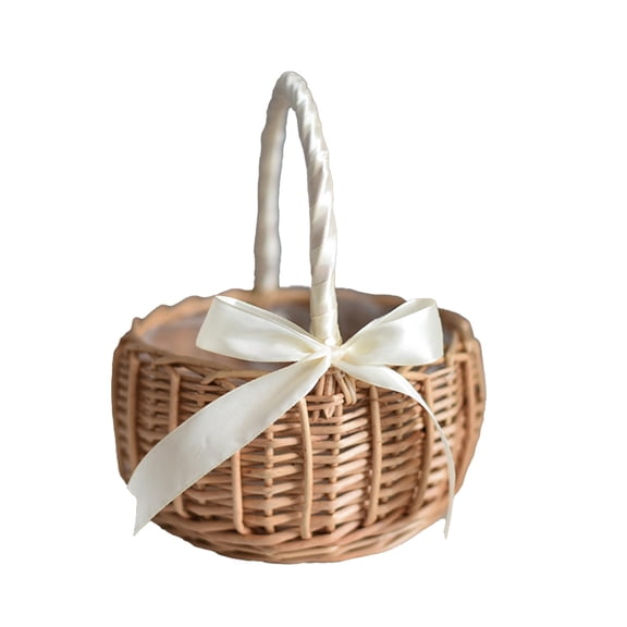 Grandest Birch 1PC Woven Baskets Eco-friendly Multi-functional Wicker Handle Woven Wicker Basket for Anniversary