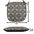 thumbnail image 5 of Boho Chair Seating Cushion, Borders Seamless Geometrical Pattern in Boho Art Style, Soft Seat Pads for Office with Anti-slip Backing, 16"x16", Orange Blue and White, by Ambesonne, 5 of 6