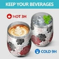 thumbnail image 4 of 12oz Stemless Wine Tumblers Pioneer Flower Floral Print Pattern Vacuum Insulated Stainless Steel Travel Tumbler Cups Mug with Lid and Straw for Champaign,Cocktail,Beer with Cleaning Brush, 4 of 5