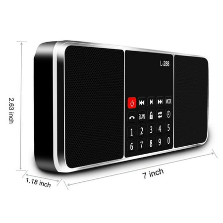 L-288 Portable Digital Stereo Dual Media Speaker AM FM Headset ...