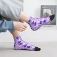 thumbnail image 5 of Goofa Violet Pattern Non Slip Socks with Grips for Elderly, Crew Socks Yoga Hospital Socks Cushioned Sole Gripper Socks for Men Women, 5 of 5