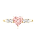 thumbnail image 4 of Rosec Jewels Lab Grown Pink Diamond Heart Promise Ring - 1 Carat - VVS Grade - Pink White Diamond Ring - Gift for Special Occasions, 14K Yellow Gold, US 3.00, 4 of 8