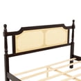 thumbnail image 4 of Noble House Elsie Queen Bed, Pine Wood Frame with Rattan Headboard & Footboard, Enhanced Slat Platform, Espresso, 4 of 21