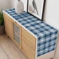 thumbnail image 4 of Blue Plaid Table Runner - 108 Inch Long, Kitchen Dining Table Runner Dresser Scarves, Modern Simple Watercolor Buffalo Lattice Farmhouse Decor for Coffee Tables Wedding Party Banquet, 4 of 8