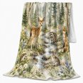 thumbnail image 2 of Woodland Stream Forest Animals Deer Fox Raccoon Owl, Peaceful Bird Art Scene, Warm Flannel Blanket for Living Room and Reading Nook, Bird Lovers Friendship Gift, Artistic Home Decor, 2 of 9