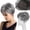 A, variant on Short Hair Topper for Thinning Hair 5.5 Inch Short Cut Toppers Pieces Natural Curly Texture Synthetic Mix Grey Wiglets Hairpieces