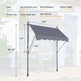 thumbnail image 5 of Manual Retractable Awning Canopy-118'' Non-Screw Outdoor Sun Shade Cover with UV Protection, 5 of 6