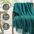 thumbnail image 3 of Navy Throw Blanket Textured Solid Soft Sofa Couch Decorative Knitted Blanket, 50" x 60" Navy, 3 of 5