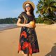 thumbnail image 4 of Balery Fiery Floral Pattern Vestidos sueltos de manga corta para mujer, vestidos de verano 2025, vestidos casuales de corte A con vuelo., 4 of 6