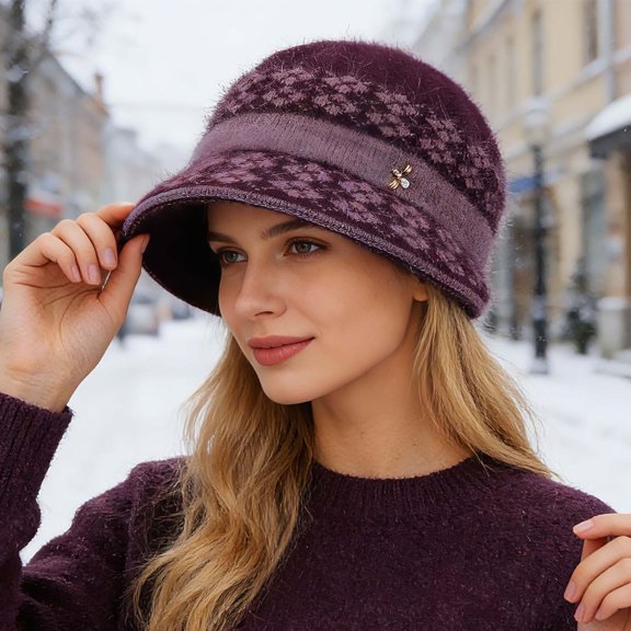 Women Winter Hat Lined Knit for Moms Warm Outdoor Daily Use