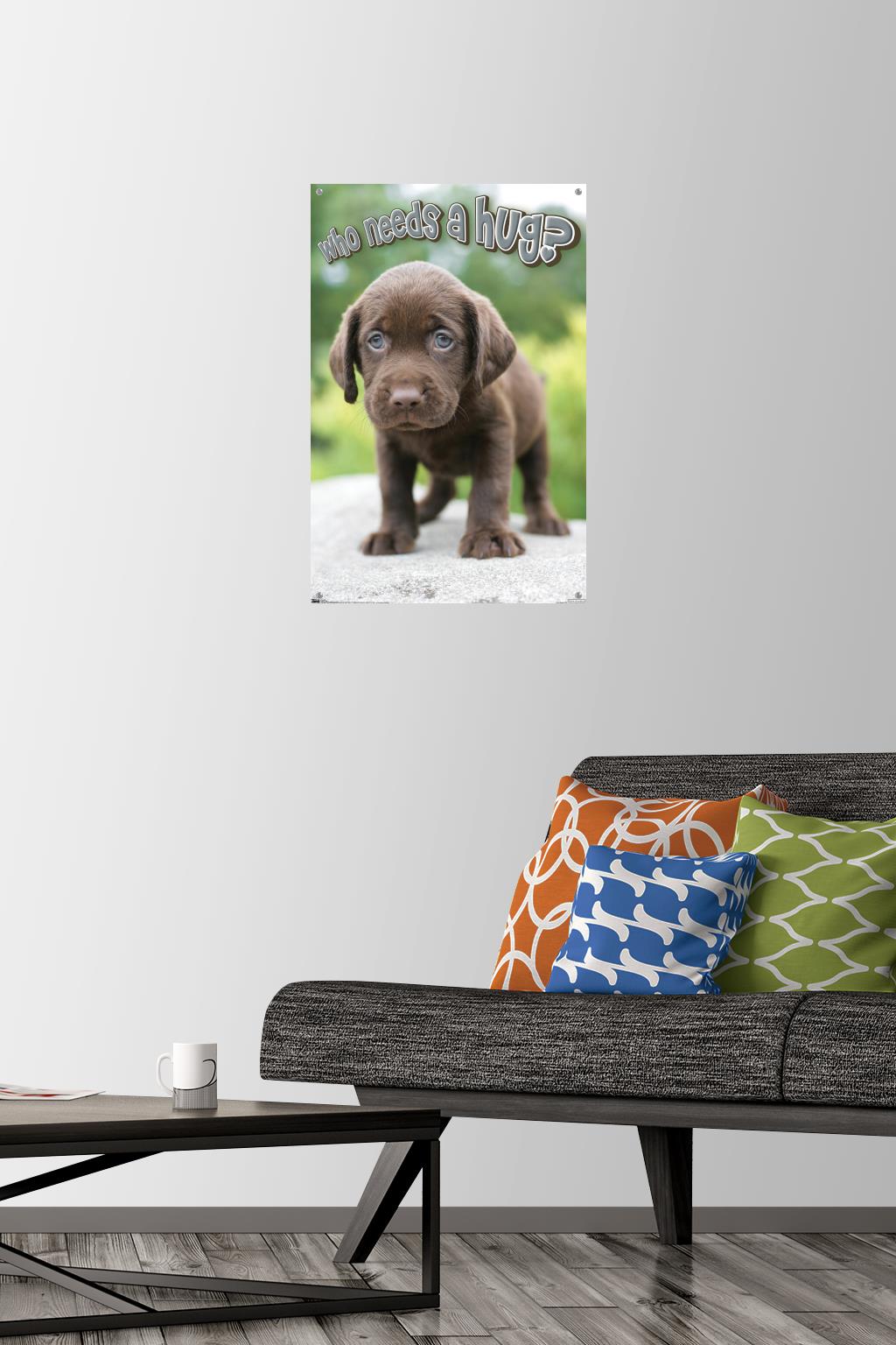 Keith Kimberlin - Puppy - Who Needs a Hug? Wall Poster with Push Pins, 14.725" x 22.375"