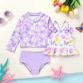 thumbnail image 5 of Tiny Cutey Toddler Girl Swimsuit Baby Long Sleeve Rashguard Top and Tankini Bathing Suit 3 Piece Set for 18-24 Months, 5 of 8