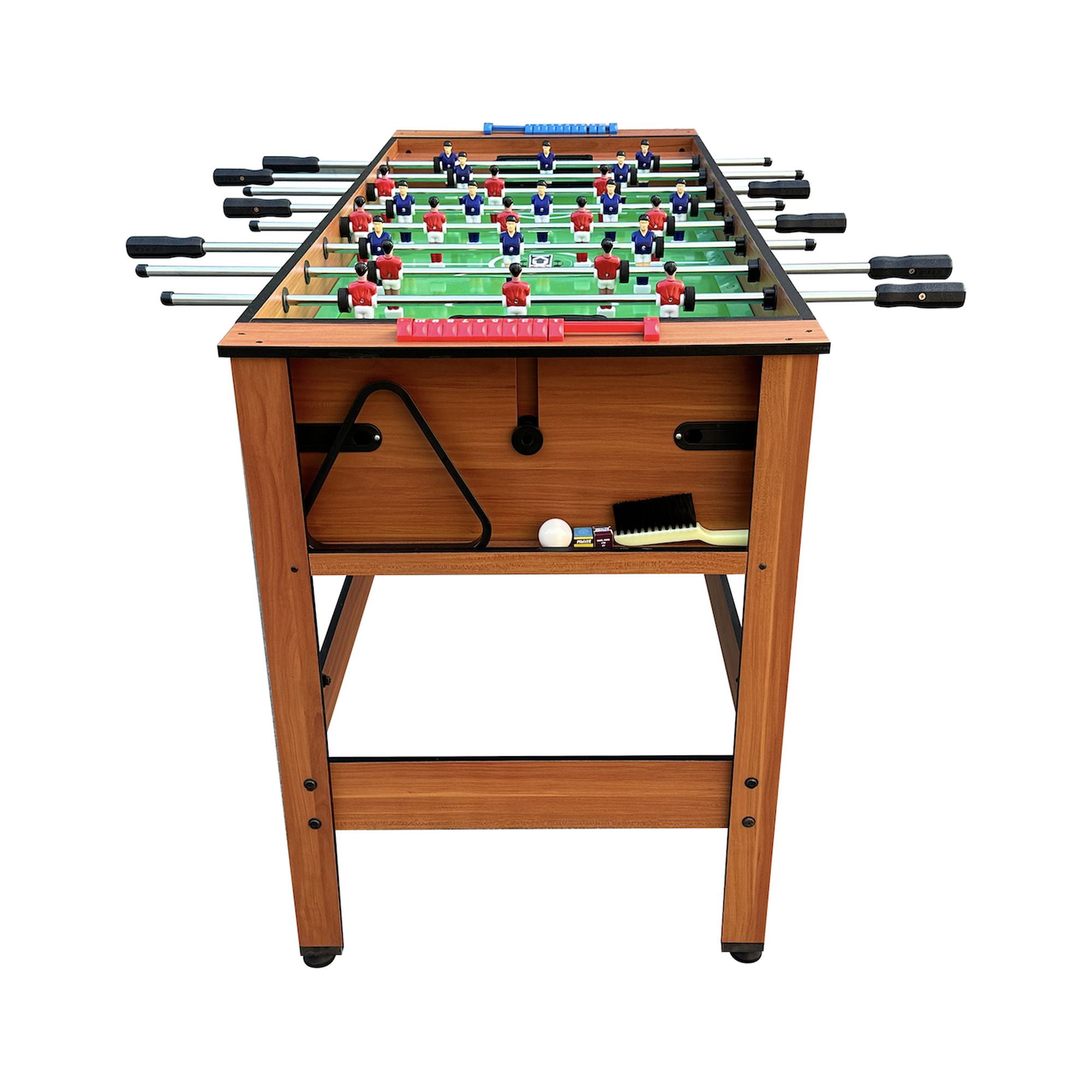 KICK Twain 48″ 2-in-1 Multi Game Table (Brown) - Combo Game Table Set - Billiards/Pool and Foosball for Home, Game Room, Friends and Family!
