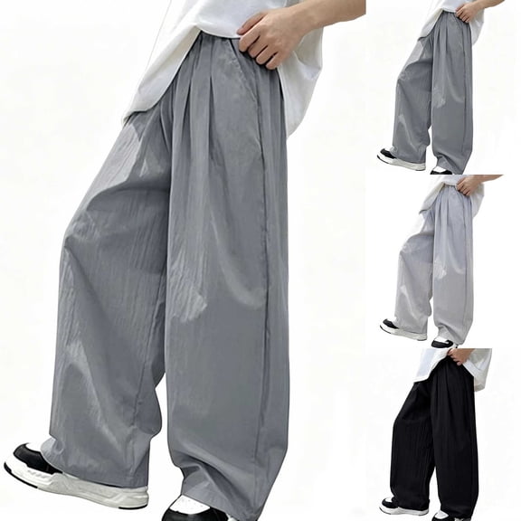 FRSASU Girls Boys Sweatpants Baggy Wide Leg Elastic Waist Sweat Pants Summer Back to School Clothes with Pockets Gray-C