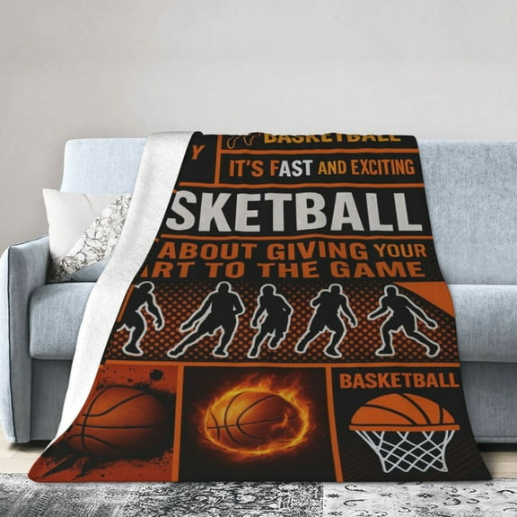 Basketball Blanket Sports Balls Throws Cool 3D Print Plush Fuzzy Fleece Blanketss Gifts for Girls Boys Fans Super Soft Warm Cozy Stuff for Coach Men Women Couch Bed Sofa Decor 50x40