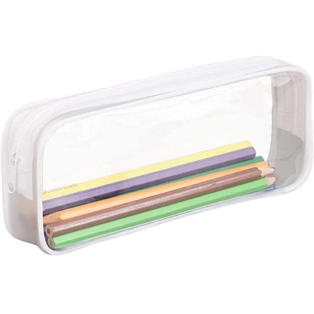 Estuche transparente para lápices, estuche de gran capacidad, bolsa de almacenamiento, soporte para bolígrafos de PVC transparente, estuche para lápices para suministros de oficina y escuela, bolsa