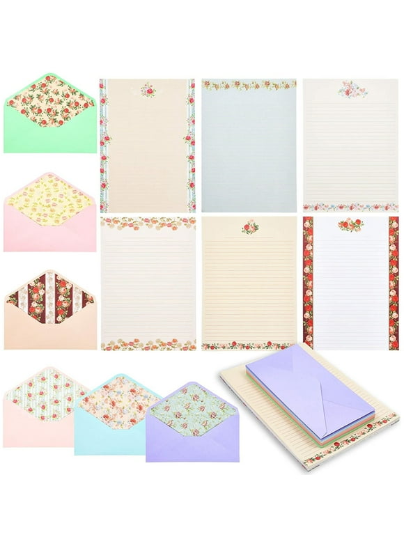 60 Sheets Vintage Floral Stationary with 30 Envelopes, Letter Writing Paper for Poems, Thank You Notes, Pen Pal, Scrapbook, Calligraphy (6 Designs, 10.2 x 7.25 In)