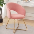 thumbnail image 5 of Furniliving  Velvet Upholstered Accent Chair Mid-Back Leisure Chairs Makeup Vanity Stool  , Pink, 5 of 11