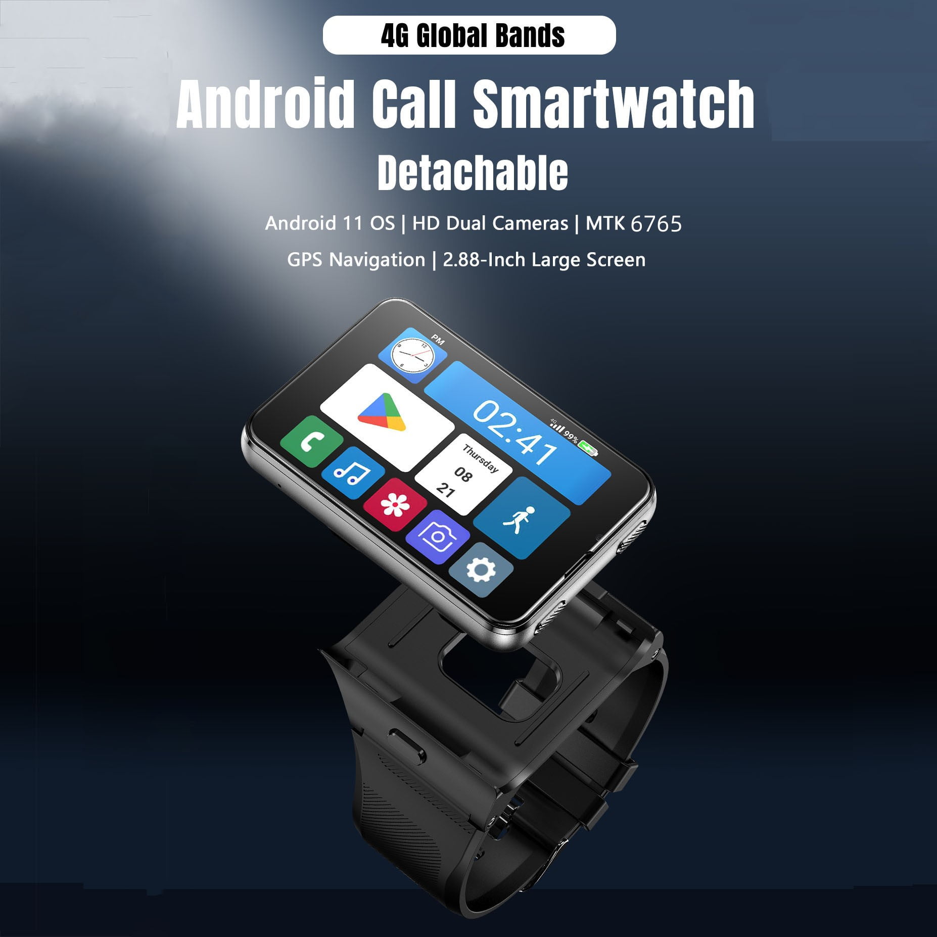 AIEK New Upgraded version 4G Smart Watch Android 11.0 MTK6765 Octa-core 6GB RAM 128GB ROM 2.88" HD Large Screen S999 Plus Smartwatch Men Dual Cameras 2300mAh Battery