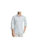The Men's Store at Major Dept Store Casual Stretch Plaid Slim Shirt Blue Sage-M