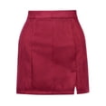 thumbnail image 5 of Deago Women's High Waist Faux Suede Side Split Bodycon Short A Line Mini Pencil Skirt (Red, XL), 5 of 9