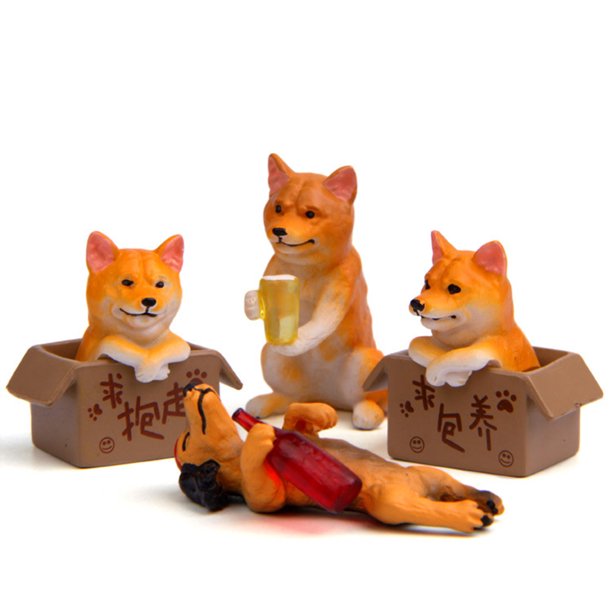 Gwong Juguete Encantador corgi shiba inu perro resina modelo figurilla miniatura hada jardín adornos Gwong 30003867