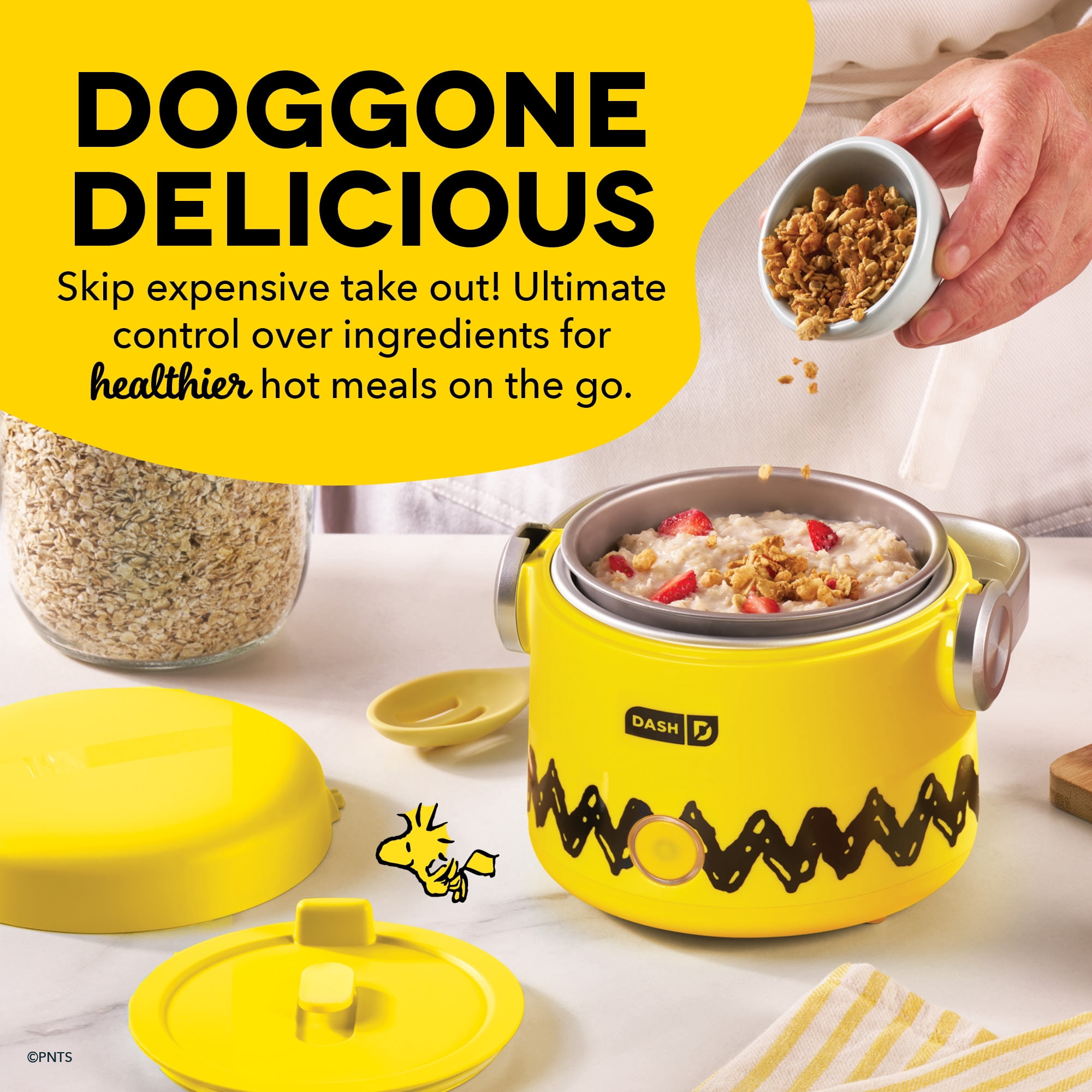 Peanuts x Dash Hot2go Heated Lunch Box, Yellow/Black