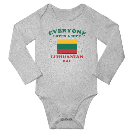

Everyone Loves a Nice Lithuanian Boy Baby Long Slevve Rompers Bodysuit (Gray 18-24 Months)
