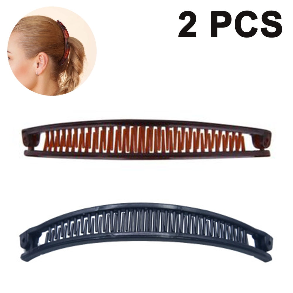 Chlua Banana Hair Clips clincher Comb Vintage Banana Clip Black French Banana Clips Double Comb Hair Clip Banana Grips Combs Banana Ponytail Holder Fi