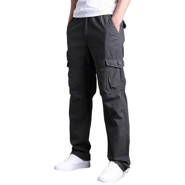 Rugged Outdoor Trousers for Men with Multiple Pockets and Casual Everyday Utility Relaxed Fit Mid Rise Long Crotch Design Durable Cargo Pants for All Seasons