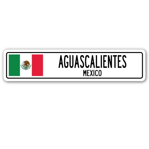 AGUASCALIENTES MEXICO Street Sign Mexican flag city country road wall gift