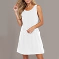 thumbnail image 2 of UVEASISHA Womens Eyelet Summer Dresses Sleeveless Crew Neck Mini Dresses Loose Casual Sundress with Pockets White S, 2 of 10