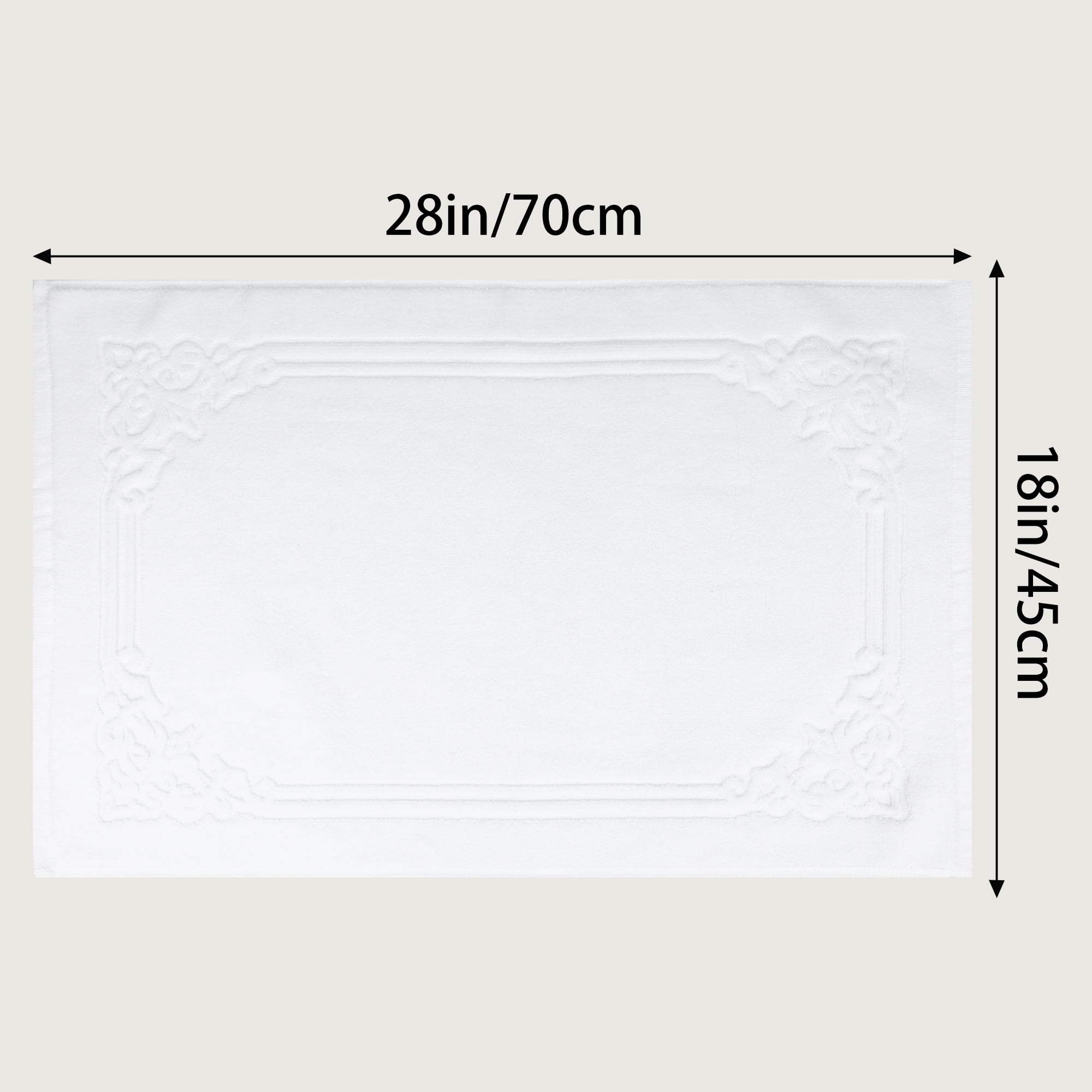REGALWOVEN Bath Mat for Bathroom, Cotton Absorbent Floor Mats Quick Dry Towel for Hotel Spa Shower Bathtub Rug White 18" x 28"