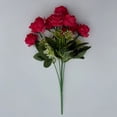 thumbnail image 5 of Artificial 10-Head Pearl Rose Flowers, Small Bunches of Silk Roses for Home Floor Standing Ornaments, Indoor Hotel Soft Decoration, Red, 5 of 6