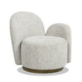 thumbnail image 3 of Left Single Arm Swivel Barrel Chair, Comfy Upholstered Round Accent Chairs, Swivel Single Sofa Single Armchair for Living Room and Bedroom, Beige, 3 of 7