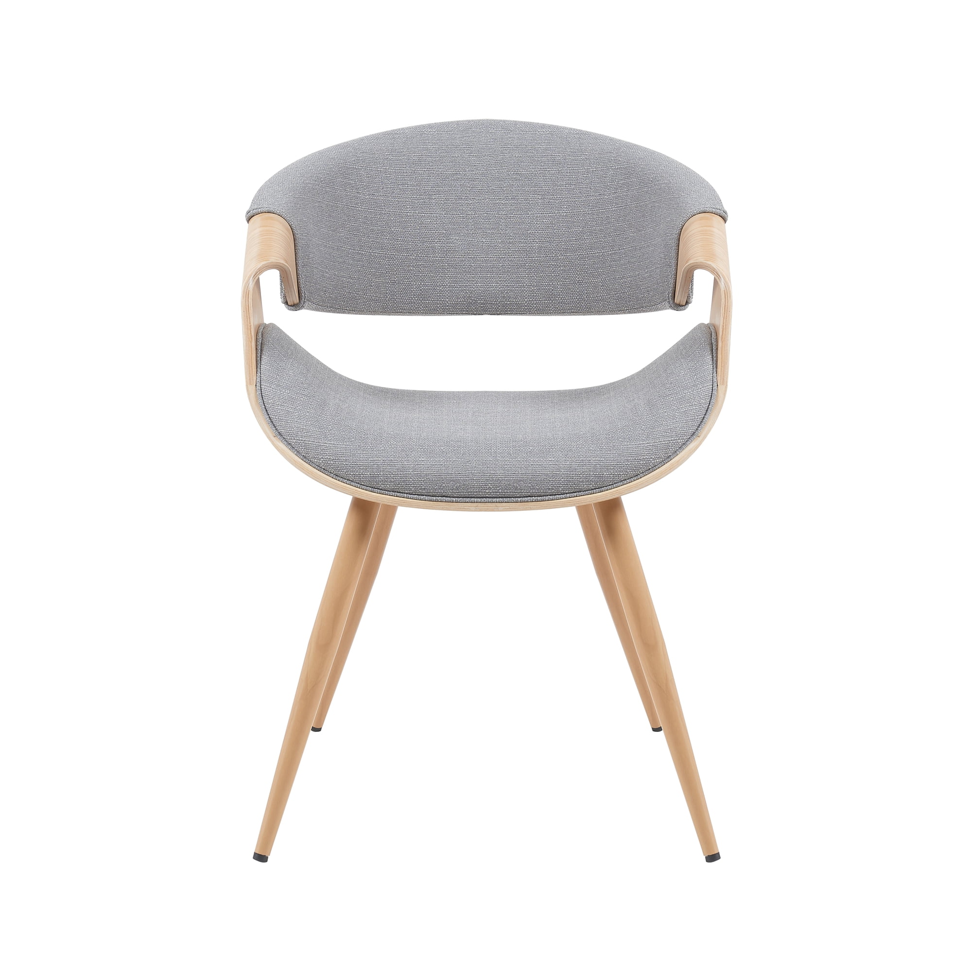 Butterfly Mid-Century Upholstered Dining Chair in Grey and Patterned Oak Finish