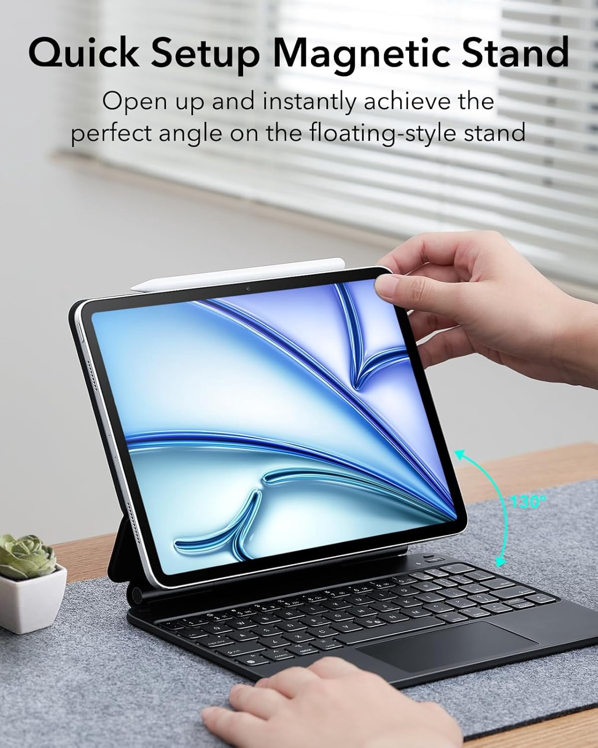ESR Keyboard Case Compatible with iPad Air 13 Inch Case Keyboard M4/M3/M2 (2026/2025/2024) & iPad Pro 12.9 inch (6th/5th/5th/3rd), Floating Stand with Multi-Touch Trackpad, Black