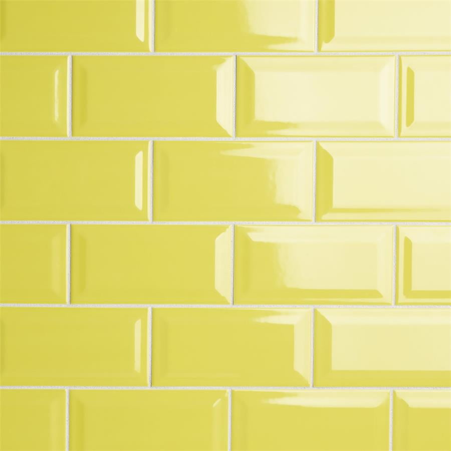 Somertile 3 X 6 Malda Subway Beveled, Yellow Subway Tile