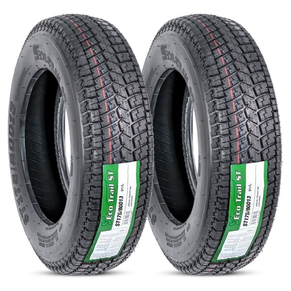 eCustomrim 2-Pack Trailer Tires ST175/80D13 175/80 D 13 Load B 1100# - 2 Year Warranty
