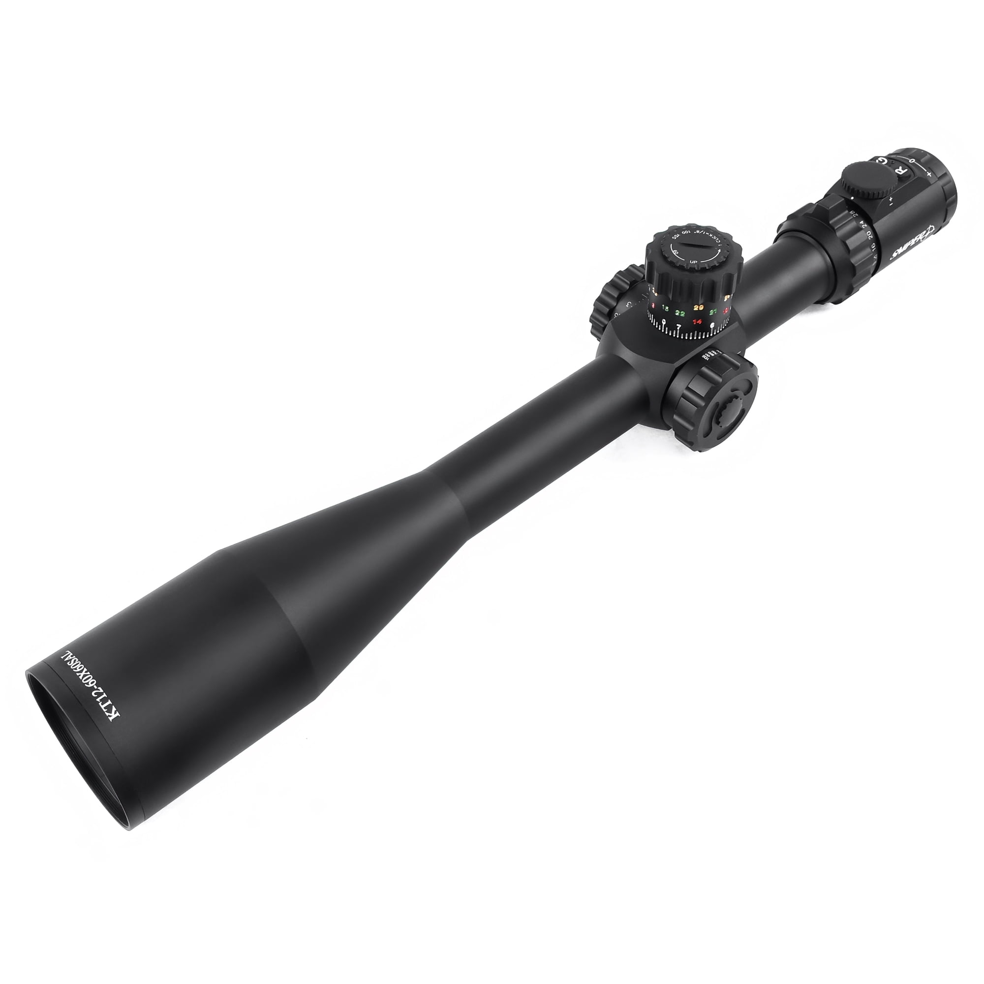 KT 12-60X60 SAL Rifle Scope 35mm Tube Side Parallax Adjustment Glass Etched Reticle Red Green Illuminated with Scope Rings