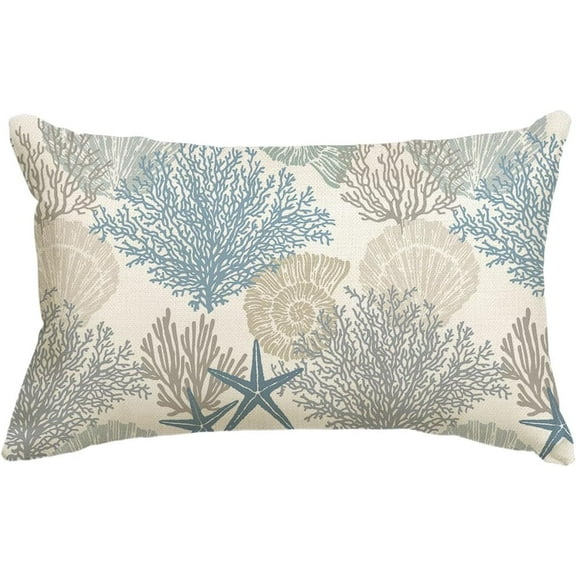 Ocean Starfish Summer Throw Pillow Cover, 12 x 20 Inch Summer Sea Blue Cushion Case Decoration for Sofa Couch