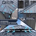 thumbnail image 7 of Kullavik 12'x14' Hardtop Gazebo, Outdoor Double Roof Canopy with Netting and Curtains, Galvanized Metal Frame, Sunshade for Patio, Backyard, Deck and Lawns-Gray, 7 of 7