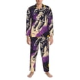 thumbnail image 3 of Lsque Astronaut Floating purple Space Pattern Long Sleeve Pajama Set for Men - Soft 2-Piece Sleepwear and Loungewear Set with Pockets, Comfy Nightwear-Small, 3 of 7