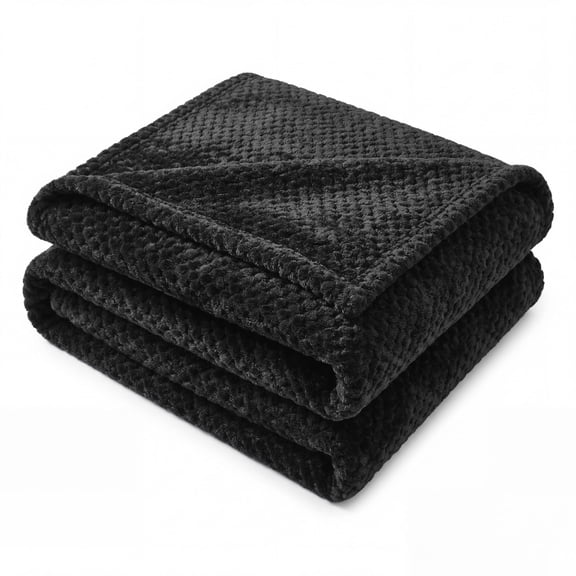 Superior Lily Pebbled Fluffy Fleece Blanket, Full Queen Size, Black