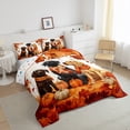 thumbnail image 3 of Manfei Animal Dogs 3-Piece Full Size Comforter Sets,Autumn Harvest Bedding Comforter Set,Festival Pumpkin Lightweight Bedding Sets,Microfiber Kids Bedroom Decor,Reversible, 3 of 8
