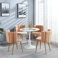 thumbnail image 6 of Faux Fur Dining Chairs, Modern Dining Chair with Wood Color Metal Legs, Upholstered Dining Chairs, Accent Desk Chair Suitable for Dining Room, Living Room(Light Beige,Set of 4), 6 of 8